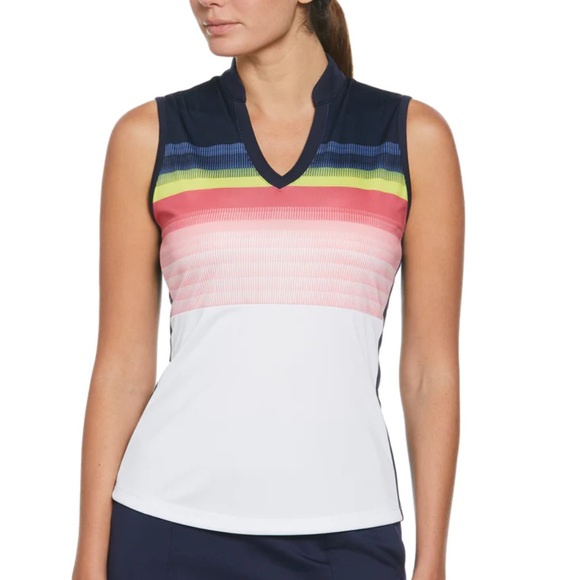 Callaway Womens Gradient Stripe Color Block Golf Polo - Picture 1 of 9